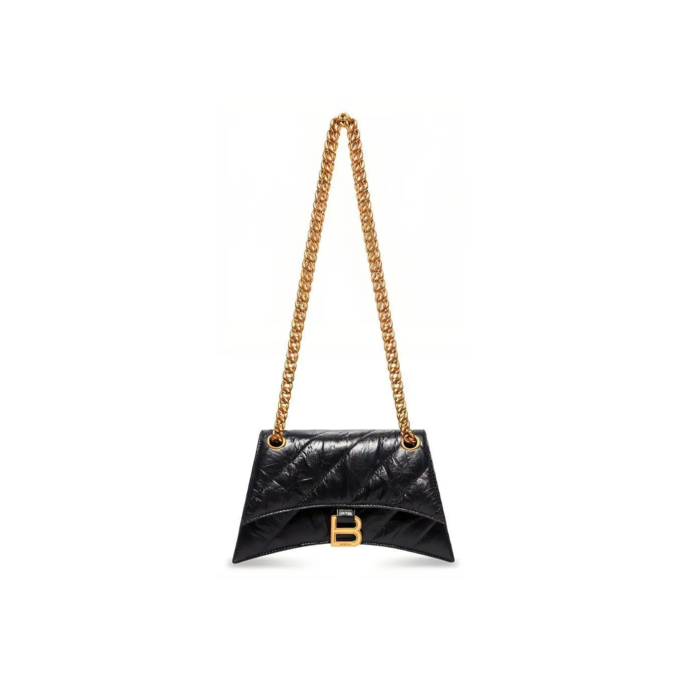 BALENCIAGA WOMEN'S CRUSH CHAIN BAG MINI IN BLACK 736016210J11000 (21.8*9.9*4.8cm)